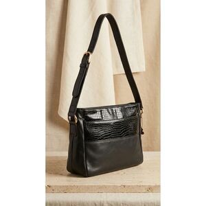 SAS Deep black Genuine leather (smooth and crocodile-embossed patent panels) Bag